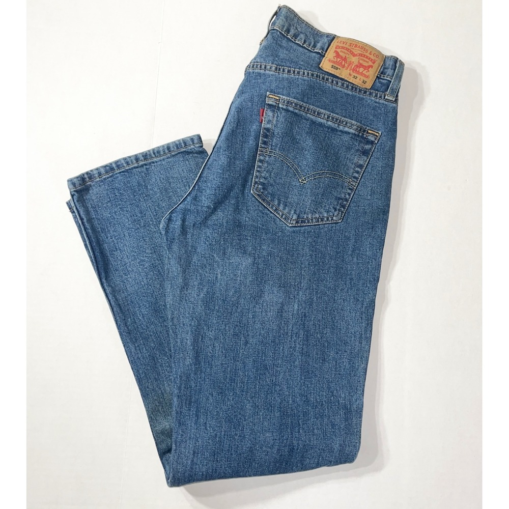 Levis 559 Jeans Mens 32x32 Blue Relaxed Straight Leg Medium Wash Denim